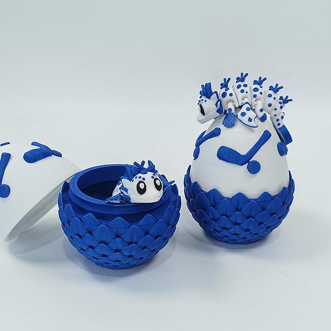 Enchanted 3D Egg with Miniature Inside - Handcrafted Printed Collectible | Fantasy Decor & Gift (Iceball Dragon & Egg (Box))