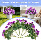 6 Pcs Artificial Petunia Flowers for Outdoor, Fake Spring Petunias Faux Silk Flowers for Outdoors UV Resistant Plants for Planters Garden Porch Patio Window Box Indoor Table Decor(Double Purple)
