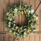 20Inch Artificial Eucalyptus Berry Wreath Green Leaf Eucalyptus Wreaths Spring Summer Wreath for Front Door Window Hanging Wall Party Decorations (20in)