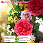 Yastouay Spring Summer Wreaths for Front Door, 24 Inch Large Spring Summer Door Wreath with Vibrant Peonies Hibiscus Flowers, Spring Wreath for Front Door Farmhouse Porch Wall Window Indoor Outdoor