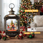 Christmas Snow Globe Lantern Water Glittering Nutcracker Ballet Stage with Music & Timer, USB Lined/Battery Operated Lighted Lantern for Christmas Festival Decoration Gifts