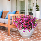 Homsunny Artificial Fake Flowers Plants for Outdoors - 12 Bundles Fake Plants Faux Silk Flowers Outside, UV Resistant for Planter Front, Porch, Garden, Patio, Spring Decor