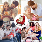 RAQWI Cute Kitten Figurine Eating Cake on Red Sofa, Mini Resin Cat Statue for Office Desk & Home Decoration, Adorable Easter Spring Gift for Cat Lovers, Women, Friends