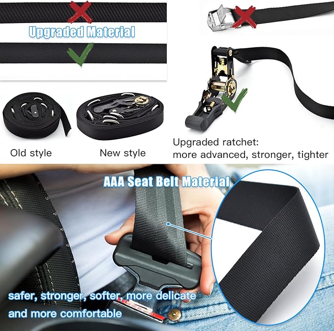 Brebebe Upgrade Door Anchor Strap for Resistance Bands Exercise, Multi Points Anchor Straps with 7 Loops+ 7 D Rings, Home Gym Workout Equipments with Ratchet Adjust Tighten Straps Not Loose, Sturdy