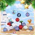 HyDren 40 Pcs Nautical Ornaments 1.2 Inch Summer Tree Decorations Anchor Sea Life Nautical Hanging Decorations Beach Tree Ornaments for Coastal Home Office Party Decor Gift