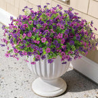 Artificial Fake Mums Flowers for Outdoor Spring Decor, 12 Bundles Faux Flowers Plants Silk Daisy for Planter Pot Colorful UV Resistant Look Real for Front Door Porch Patio Outside Yard(Light Purple)
