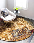 Unique Loom Barista Collection Area Rug - Arusha (4' 1" Round, Beige/ Black)