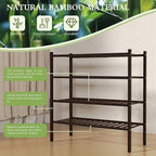 4 Tier Bamboo Shoe Rack for Closet Free Standing Wood Shoe Shelf for Entryway Small Space Stackable 27"x11"x26" (Brown)