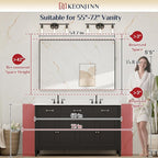 Keonjinn 55 x 36 in Brushed Nickel Bathroom Mirror for Over Sink, Rectangular Silver Metal Framed Rectangular Vanity Wall Mirror Square Corner Modern Farmhouse Rectangle Mirror(Horizontal/Vertical)
