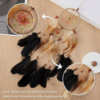 Pretty Jolly Indian Small Camel Brown Dream Catchers Wall Decor Handmade Feathers Native Mini Dreamcatchers Home Decoration Ornament for Bedroom Birthday Party-2 Rings