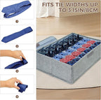 PINGMIC Gray Sock Organizer Divider 3 Pack with Lid - 30 Cell Foldable Closet Storage, Tie Organizer For Men Boxes for Socks, Ties, Belts