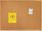 Quartet Cork Bulletin Board 36"W x 24"H Pin Board, Oak Finish Frame (303)