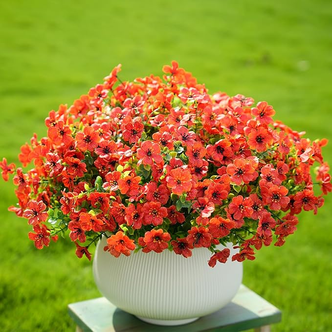 24 Bundles Artificial Fall Flowers for Outdoor Realistic Faux Flower Garden Home Decoration, Hanging Autumn Fall Decor Daisy with Eucalyptus Fake Plants Greenery Porch Patio Front Door Decors