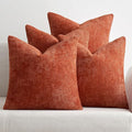 MIULEE Pack of 4 Couch Throw Pillow Covers 20x20 Inch Burnt Orange Soft Decorative Chenille Pillow Covers Farmhouse Accent Cushion Covers for Boho Home Decor Sofa Bedroom Living Room