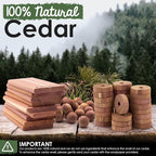 ecoKiwi Cedar Blocks for Clothes Storage Mega Bundle Box - Cedar Hangers x20, Balls x75 & Rings x55-100% Natural Oil Planks & Chips for Closets & Drawers - Aromatic Red Cedar Wood with Sandpaper