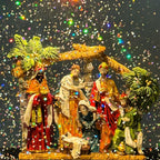 Christmas Snow Globe Lantern Water Nativity Scene & Manger Scene with Music & Timer, USB Lined/Battery Operated Lighted Lantern for Christmas Festival Decoration Gifts