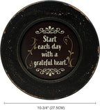 CVHOMEDECO. Primitives Start with Grateful Wood Decorative Plate Display Wooden Plate Home Décor Art, 10-3/4 Inch