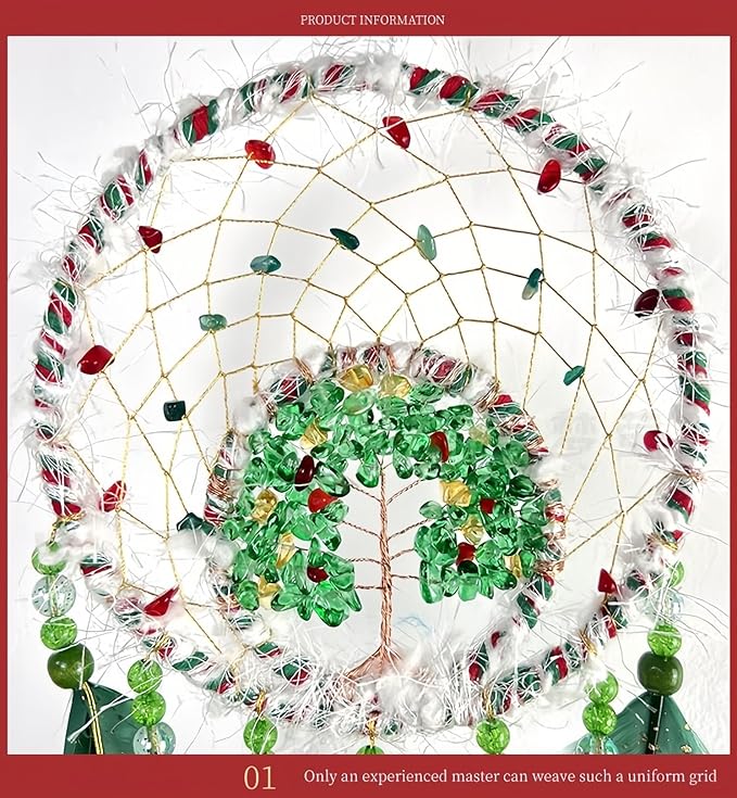 Christmas Crystal Dream Catcher Handmade Christmas Dreamcatcher Hanging Decoration Home Wall Decoration Craft Ornament