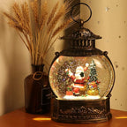 Wondise Lighted Christamas Snow Globe Lantern with Timer, 11.2 Inch USB Plug-in & Battery Operated Spinning Water Glitters Lighted Singing Snow Globe(Santa)