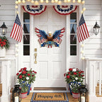 250 Anniversary 4th of July Decoration Door Wreath for Front Door Sign Patriotic Eagle Wall Signs 250 Years of Freedom 1776-2026,Independence Day Patriotic Day Wreath Memorial Day Hanging for Home