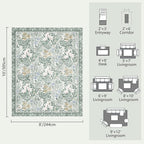 Botanical Floral Area Rug 8x10 Light Green Cream Vintage Garden Design, Perfect for Living Room, Bedroom, Kids Room, Nursery - Stain & Water Resistant Non-Slip, Pet & Child Friendly Area Rugs