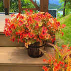 Artificial Mums Fall Flowers for Outdoors, 12pcs Fake Mums UV Resistant Outdoor Artificial Plants, Faux Silk Flowers Plants for Porch,Garden, Patio,Window Box Decoration