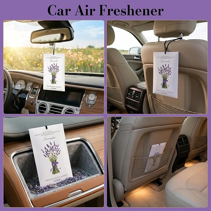 MYARO 12 Pack Lavender Scented Sachets | Odor Eliminator & Air Freshener for Drawer, Closet, Car, Shoes, Gym Bag, Suitcase | Home Fragrance Gift Set
