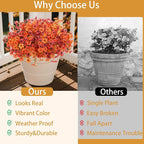 Artificial Fall Flowers for Outdoor, 12 Bundles 4 Colors Faux Mums Fake Fall Plants for Decoration, UV Resistant No Fade Silk Plastic Flower for Autumn Porch Patio Planters Windowbox Yard Garden