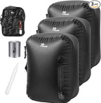 Vacuum Bags for Travel with Wireless Pump, 180° Open Zipper, IP67 Waterproof, Reusable Space Saver Compression Bags for Home Storage, Backpack, Suitcase(3 Pack + Pump)