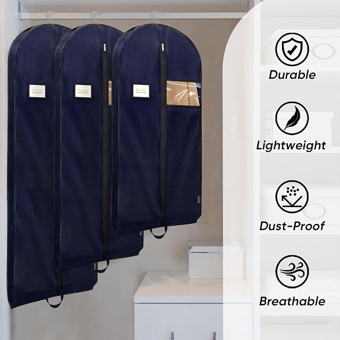 BALEINE 1PK Heavy Duty Garment Bag with Shoe Storage Travel Bag for Dresses, Suit, Coats Travel Essential (54", Blue)