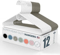 Neaties Super Heavy Duty Clothes Hangers 12 Pack – Made in the USA - 10lb Capacity, Thick Plastic Hangers for Pants, Coats, Jackets, Jeans and Adult Clothing – White & Gray