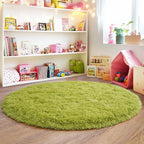 6‘x6’ Grass Green Round Rug for Bedroom, Ultra Soft Fluffy Circle Rug for Kids Girls Boys Room, Cute Shag Rugs for Living Room Playroom Tent Castle Home Decor Rug