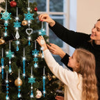 Crystal Snowflake Christmas Tree Decorations - 21pcs Christmas Tree Ornaments Sparkling Dazzling Festival Party Decoration Crystal Snowflake Design Hanging Ornament Holiday Season Home Decor