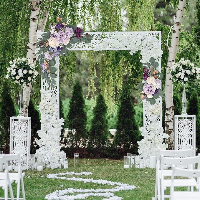 CDQL 2Pcs Wedding Welcome Sign Floral Decoration, Artificial Flower Swag for Wedding Ceremony and Reception Arrangement (Dark Red)