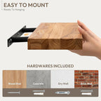 Marsmiles 40 inch Floating Shelves for Wall Solid Elm Wood Wall Mounted Shelves|Rustic Long Floating Shelves with Invisible Bracket for Bathroom Living Room Kitchen|Natural, 1 Pack