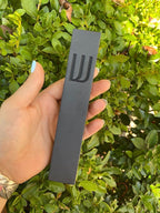A&S Mezuzot Modern Concrete Mezuzah Case with Scroll, Easy Peel and Stick Mezuza (Black+ Engraved Shin, 6 Inches)