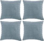 Fancy Homi 4 Packs Decorative Throw Pillow Covers for Living Room Couch Bed, Modern Farmhouse Boho Home Décor Accent Cushion Case, 14" x 14", Light Blue