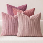 MIULEE Pack of 4 Purple Pink Valentines Corduroy Decorative Throw Pillow Covers 18x18 Inch Soft Boho Striped Pillow Covers Modern Farmhouse Spring Home Decor for Sofa Living Room Couch Bed