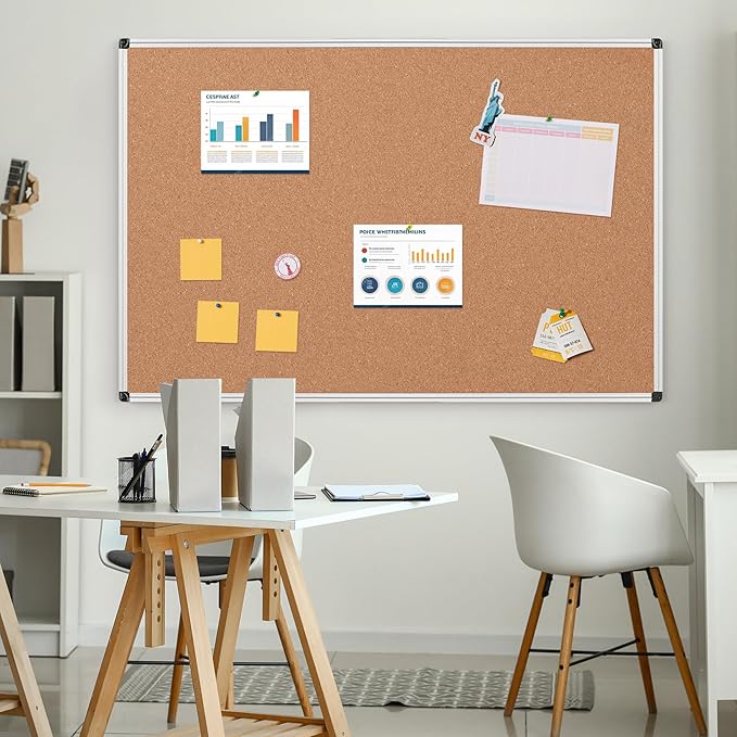 Extra Large Cork Bulletin Board 60" X 48", Silver Aluminum Framed 5'x4' Corkboard for Wall, Wall Mounted Notice Pin Board with 18 Push Pins for School, Home & Office