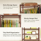 Ulif E1 Heavy Duty Closet Garment Rack, 6 Tiers Adjustable Metal Freestanding Expandable Clothing Storage with 4 Hanger Rods, Easy to Assemble Wardrobe, 71.4" H x (70" - 88.2") L x 14" D, Bronze