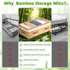Livole Bamboo Under Bed Storage, 6-10 inches Height Adjustable Underbed Storage Containers, 92L XXXL Large Under Bed Storage Bins with Clear Lid & Label for Clothes, Blankets, Sweater, Shoes, 1 Pack