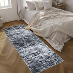 Washable Area Rug 3x8 Entryway Rug: Washable Modern Abstract Soft Thin Rug Indoor Floor No Slip Stain Resistant Carpet for Bedroom Dining Room Farmhouse Nursery Home Office - Black