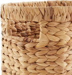 Casafield Woven Magazine Holder with Handles, Natural - Water Hyacinth Storage Basket for Bathroom, Living Room, Home Office