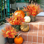22 Bundles Artificial Fall Flowers for Outdoor Decoration, 9 Styles Autumn Thanksgiving Halloween Decor with Persian Leaves, Lavender, Eucalyptus, Maple Leaves for Window Box Patio Fireplace Decor