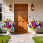 Ivydale 24 Bundles Artificial Flowers for Outdoors Faux Plants Spring Outdoor Decor Faux Silk Morning Glory with Eucalyptus Realistic UV Resistant for Outside Planters Porch Patio Garden Home Decor