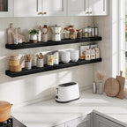 Fun Memories 55 Inch Floating Shelves Bedroom, Large Extra Floating Shelf Set of 2 with Invisible Brackets, Black