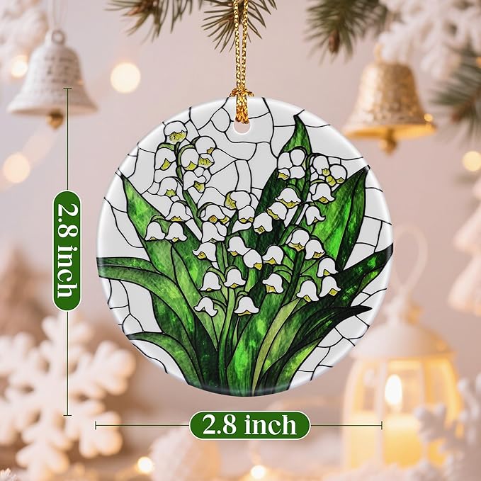 Flower Hanging Ornament, Christmas Ornaments, Xmas Decorations for Tree, Ornaments for Christmas Tree, Holiday Ornament, Flower Themed Gifts, Holiday Party Gifts, Xmas Gift Ideas - Lily of The Valley