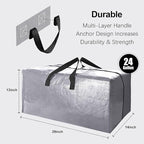 Heavy Duty Extra Large Moving Bags W/Backpack Straps - Strong Handles & Zippers, Storage Totes For Space Saving, Fold Flat, Alternative to Moving Box and Storage Bin (Set of 6, Silver)