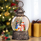 Christmas Snow Globes Lantern with Music, Snowman Snow Globes with Swirling Glitter Effects, USB/Battery Powered with 6-Hour Timer, Christmas Decorations