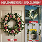 15" Wreath Hangers for Front Door,2 Pack Wreath Door Hanger,Non Scratch Over The Door Hooks Halloween Christmas Easter Decorations Welcome Sign for Front Door Décor, Slim Hangers